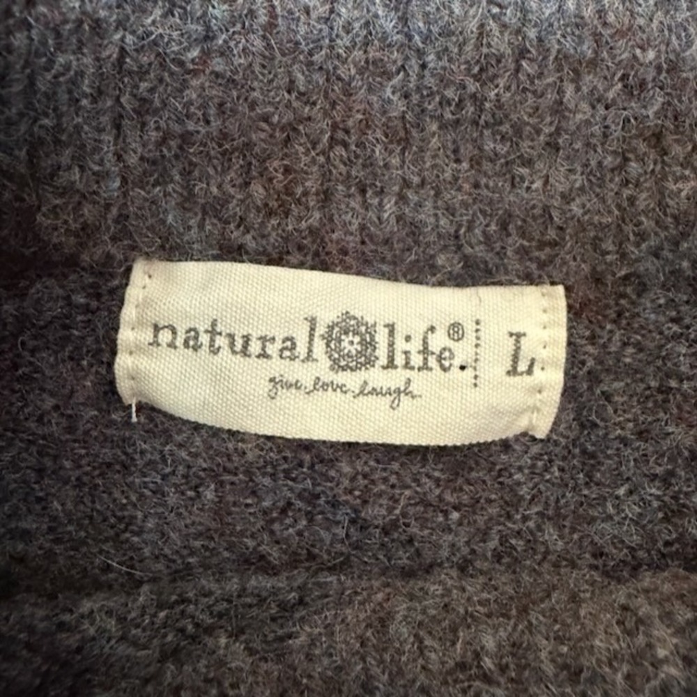 Natural Life Intarsia Icon Daisy Sweater L Charcoal Boho Retro Floral Knit - Picture 7 of 8
